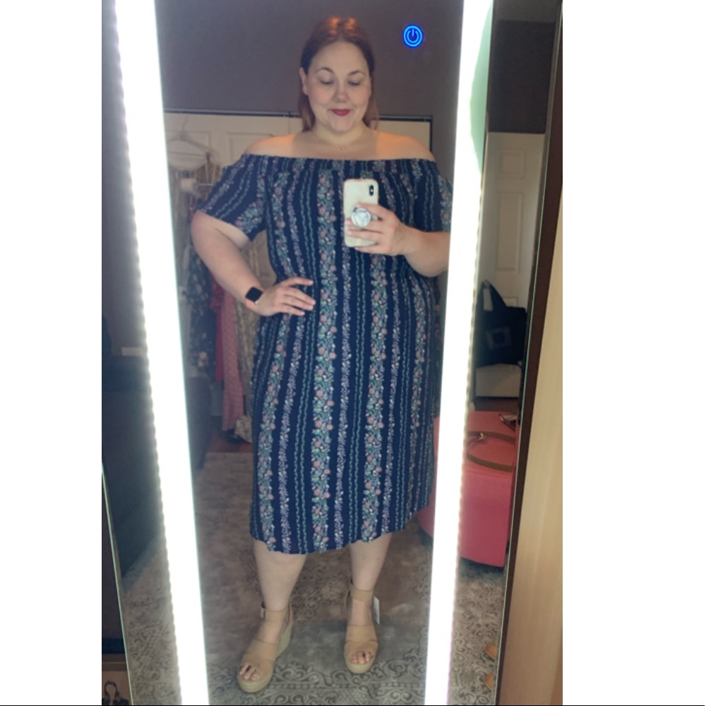 Old Navy Multi Color Off the Shoulder Midi Dress